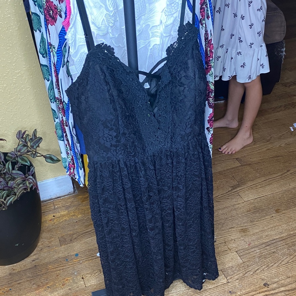 Elegant Black Lace High Low Dress